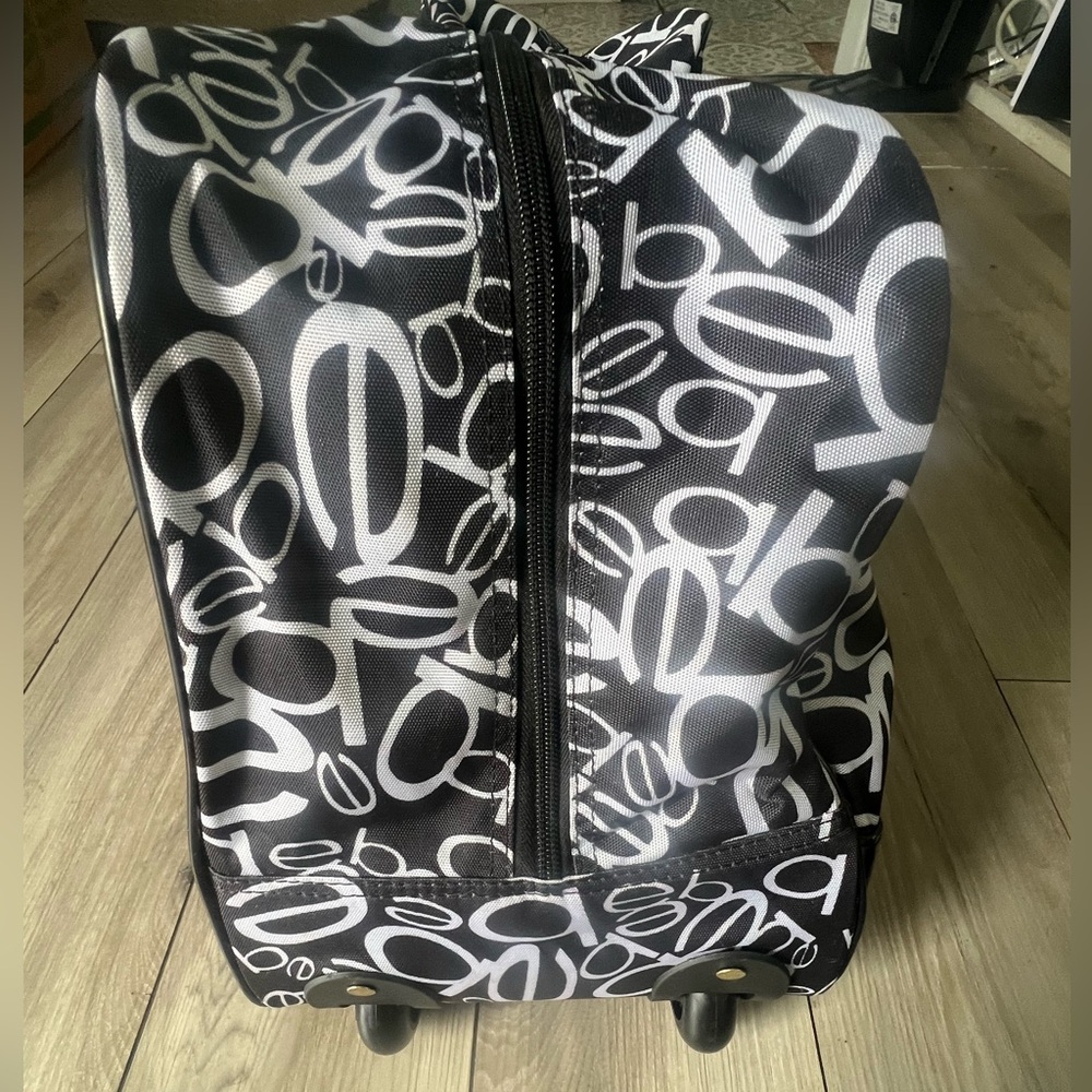 Bebe Carry On Bag Black White Logo Roller Giselle Duffle Luggage - Picture 6 of 15